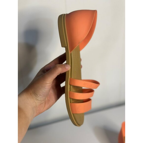 Crocs Tulum Open Flat Sandals | Women’s Size 6 Coral Pink Tan Lightweight Style - Picture 3 of 6